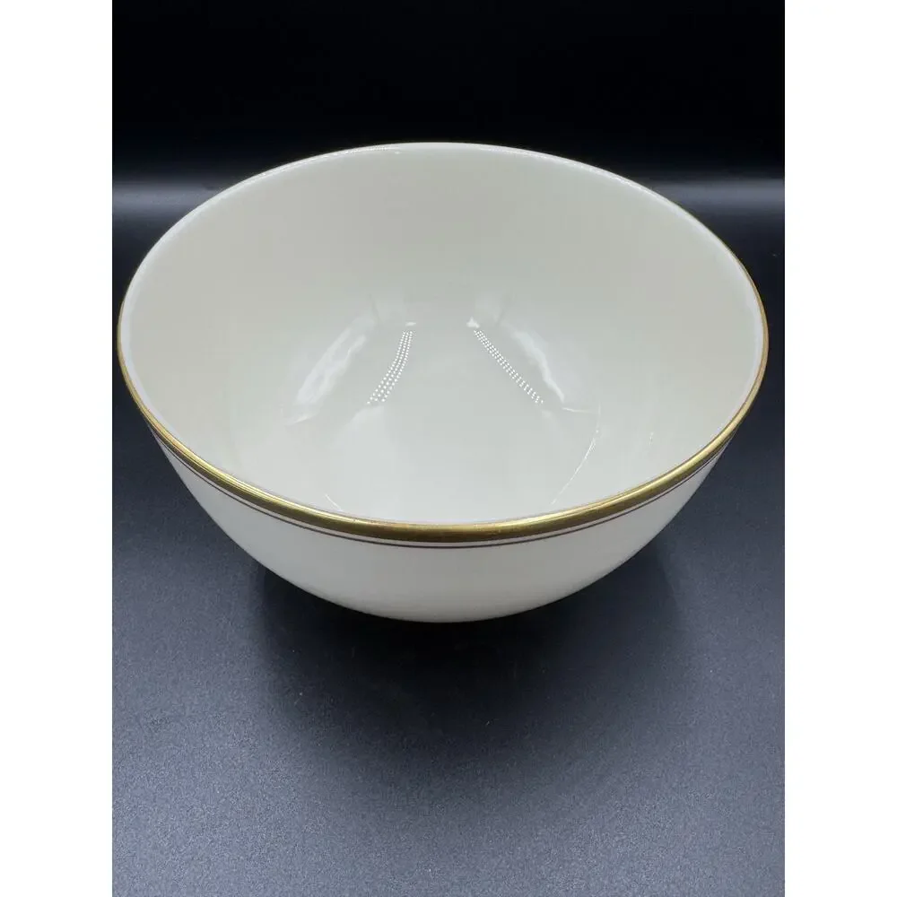 Vintage Lenox 7.5” Ivory China Footed Serving Bowl with 24K Gold Trim